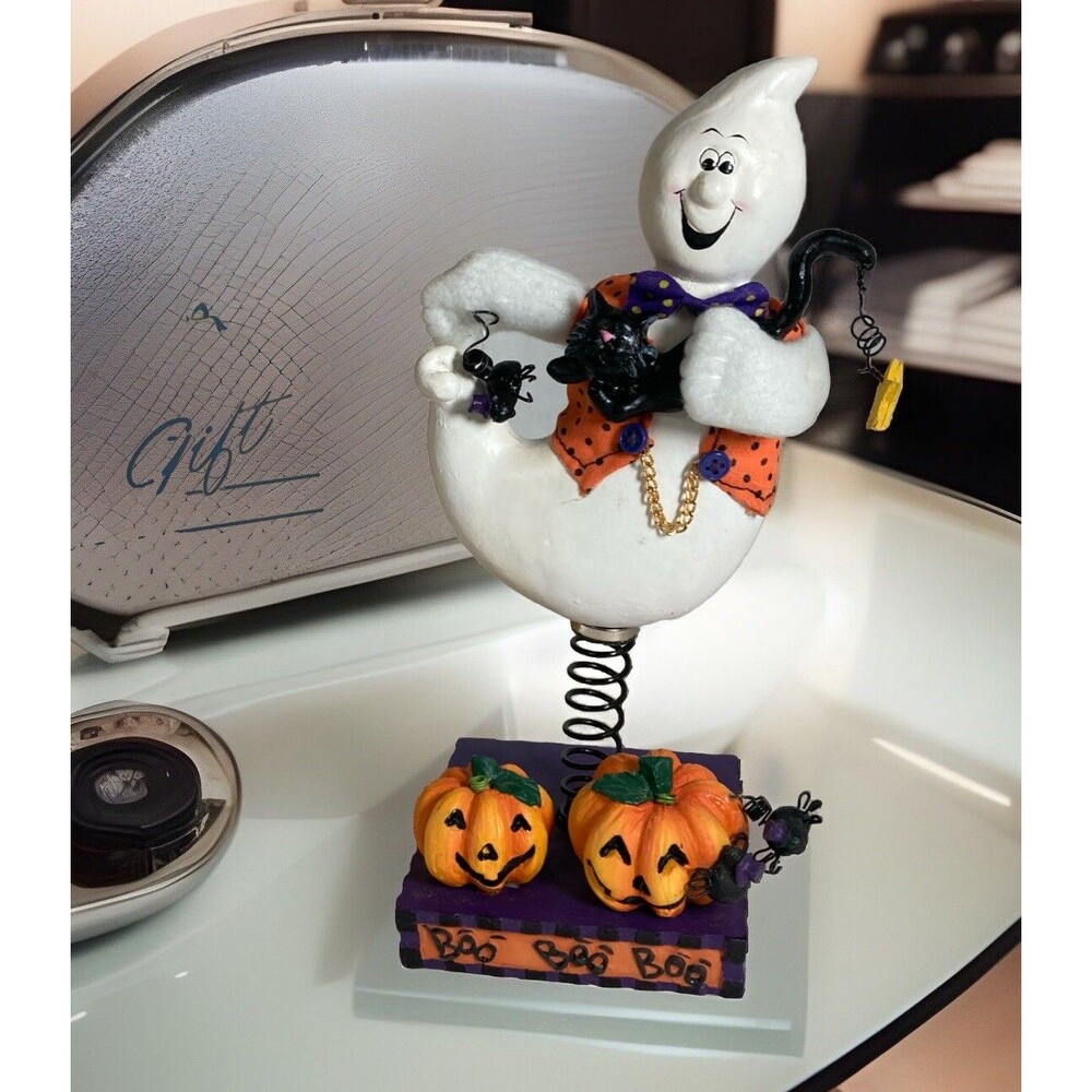 Avon Halloween Ghost Standee Wobbler on Spring with Box 2002 Gift Collection Vtg